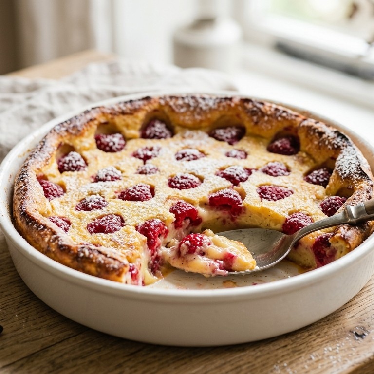 Yogurt-clafoutis met frambozen