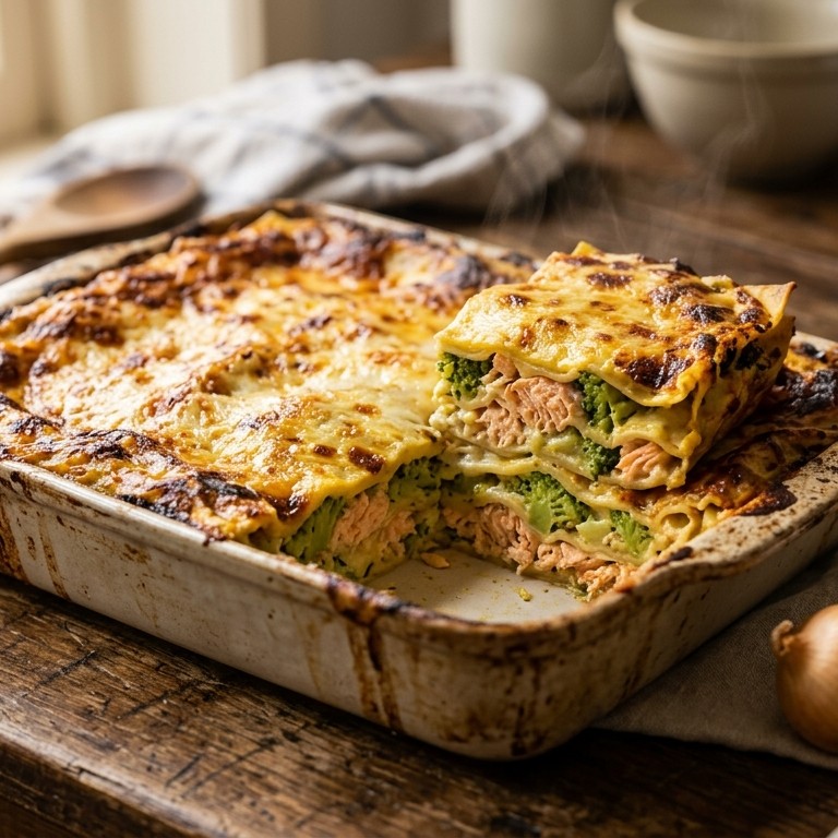 Zalm-broccolilasagne