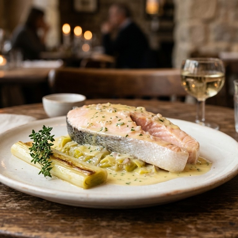 Zalm en prei in botersaus