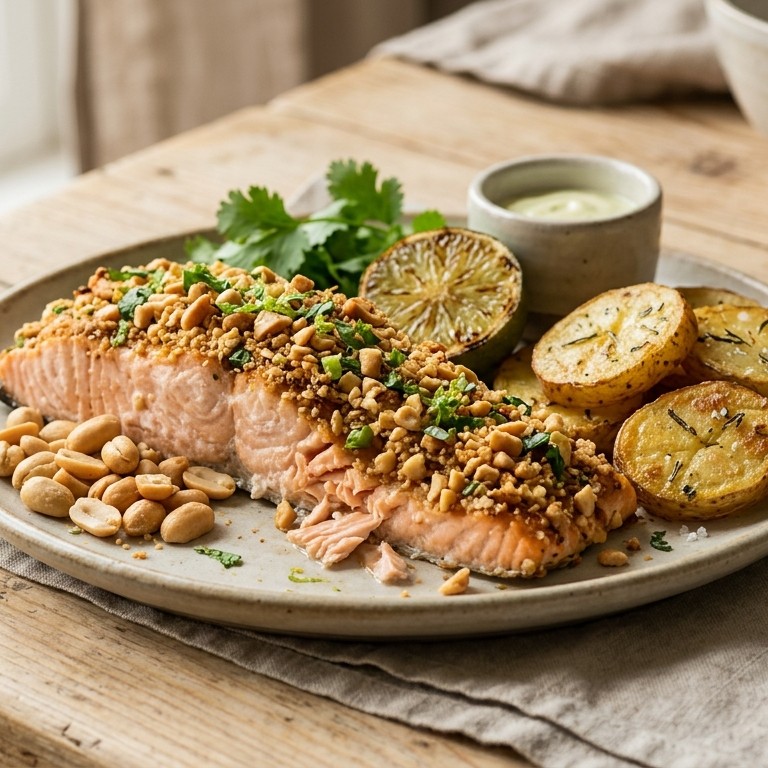 Zalm in pindakorstje