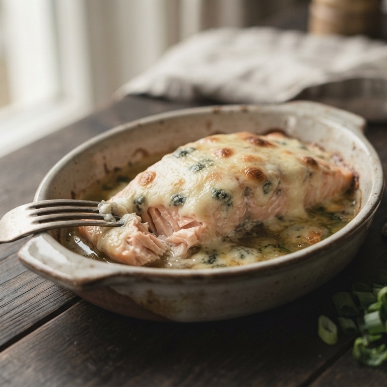 Zalm met gorgonzola uit de oven