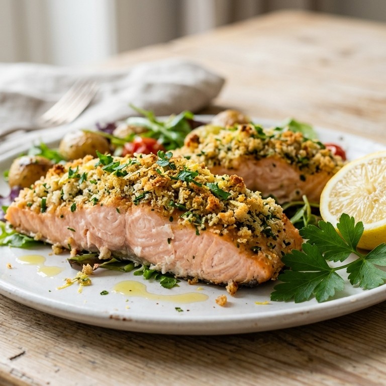 Zalm met peterseliekruim