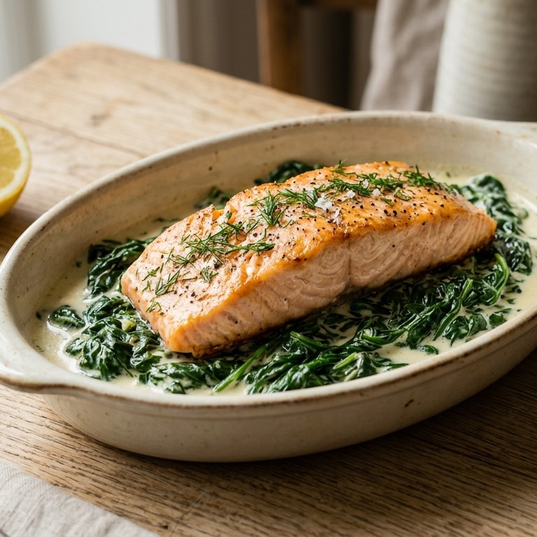 Zalm met spinazie