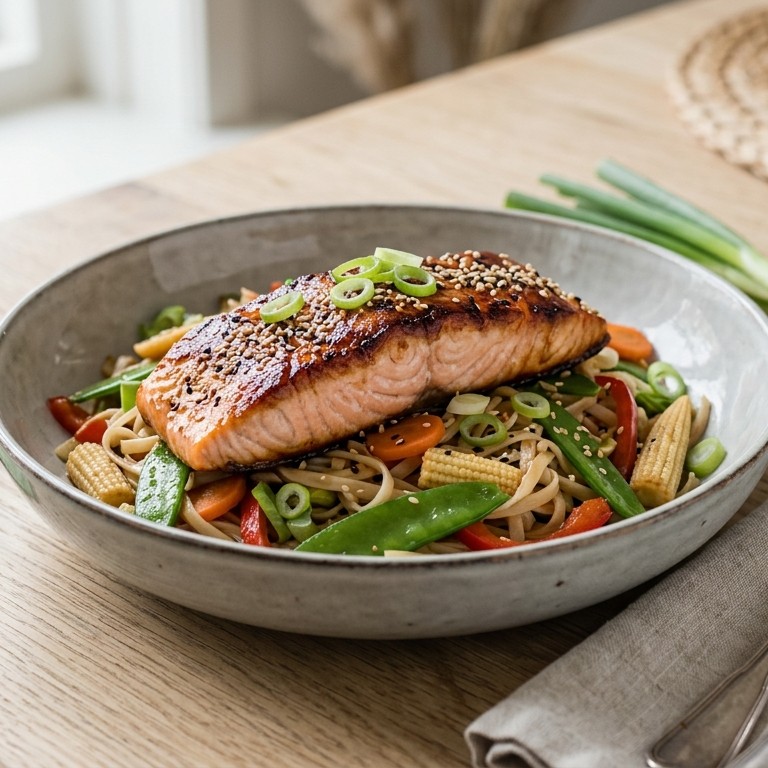 Zalm met voorjaarsgroenten