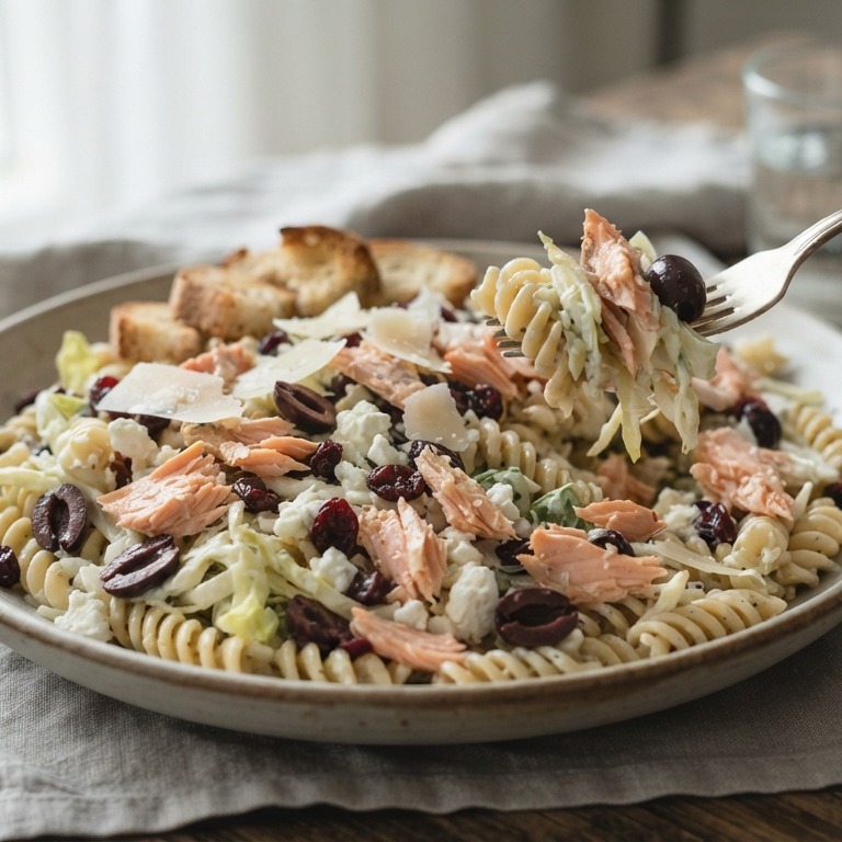 Zalm pastamaaltijd salade