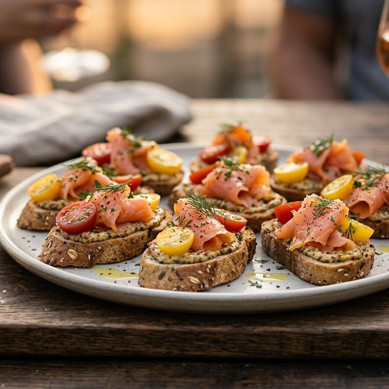 Zalmcrostini met tomaat