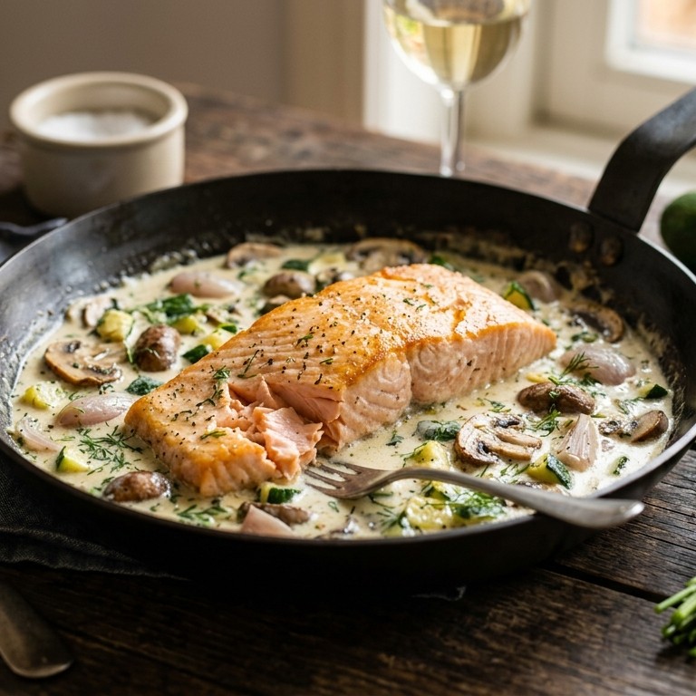 Zalmfilet in roomsaus