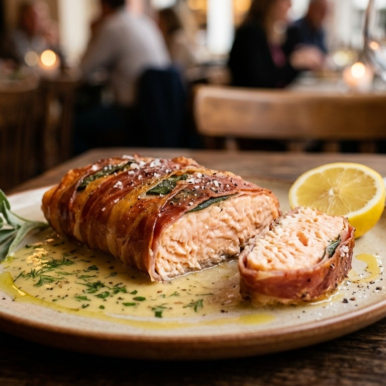 Zalmfilet in serranoham