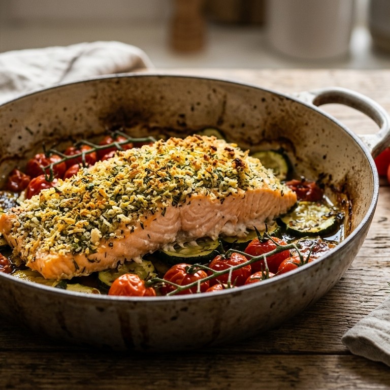 Zalmfilet met een korstje uit de oven