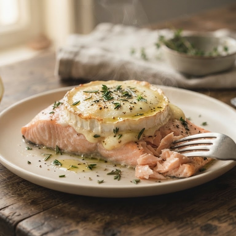 Zalmfilet met geitenkaas uit de oven