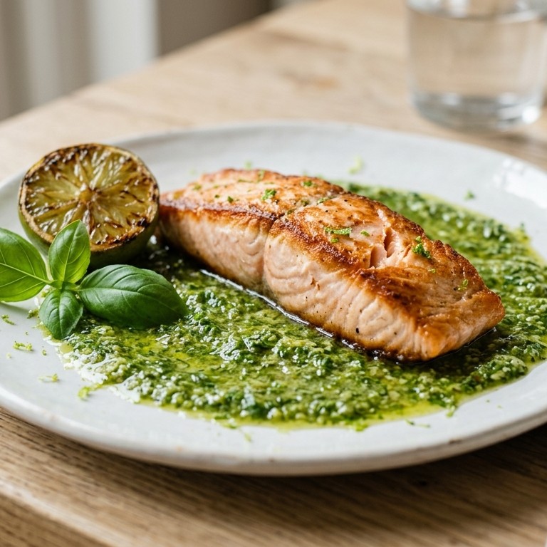Zalmfilet met groene saus