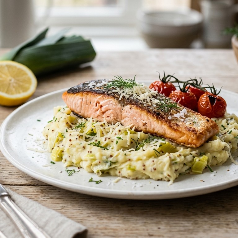 Zalmfilet met mosterdpuree
