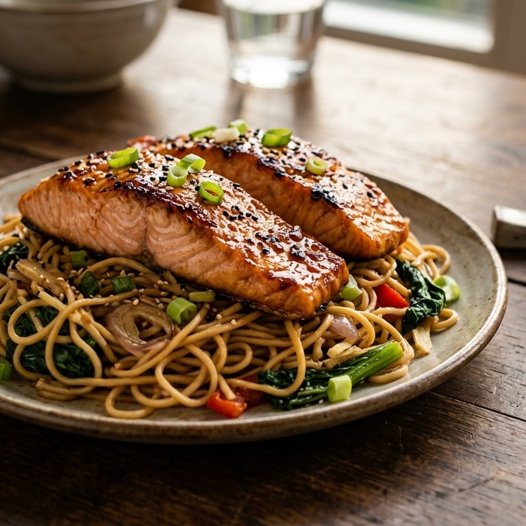 Zalmfilets met Chinese mie