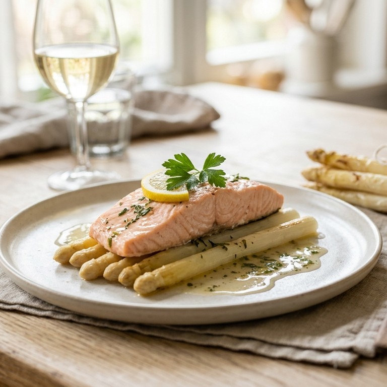 Zalmforel met asperges
