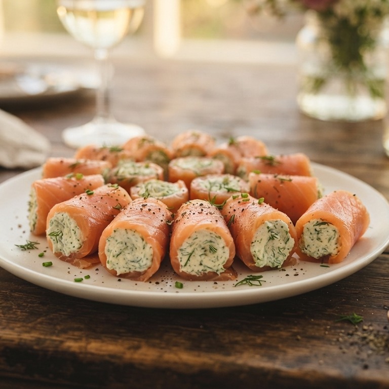 Zalmrolletjes met kruidenkaas