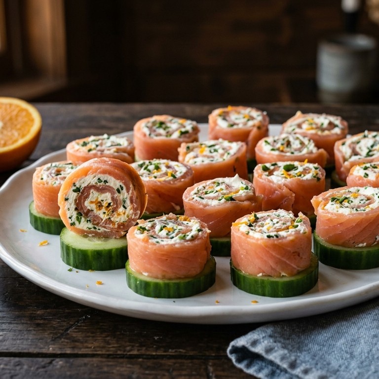 Zalmrolletjes met roomkaas