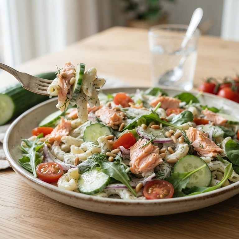 Zalmsalade met macaroni