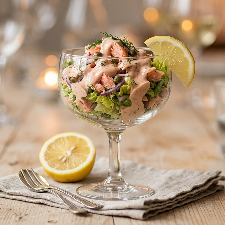 Zalmsalade met room en whiskysaus