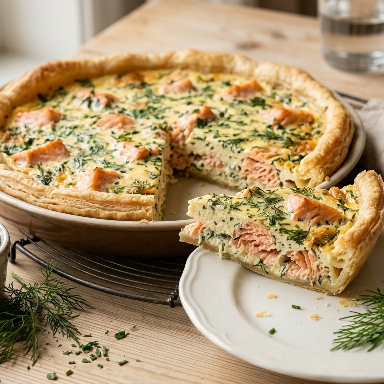 Zalmtaart met kruidenkaas