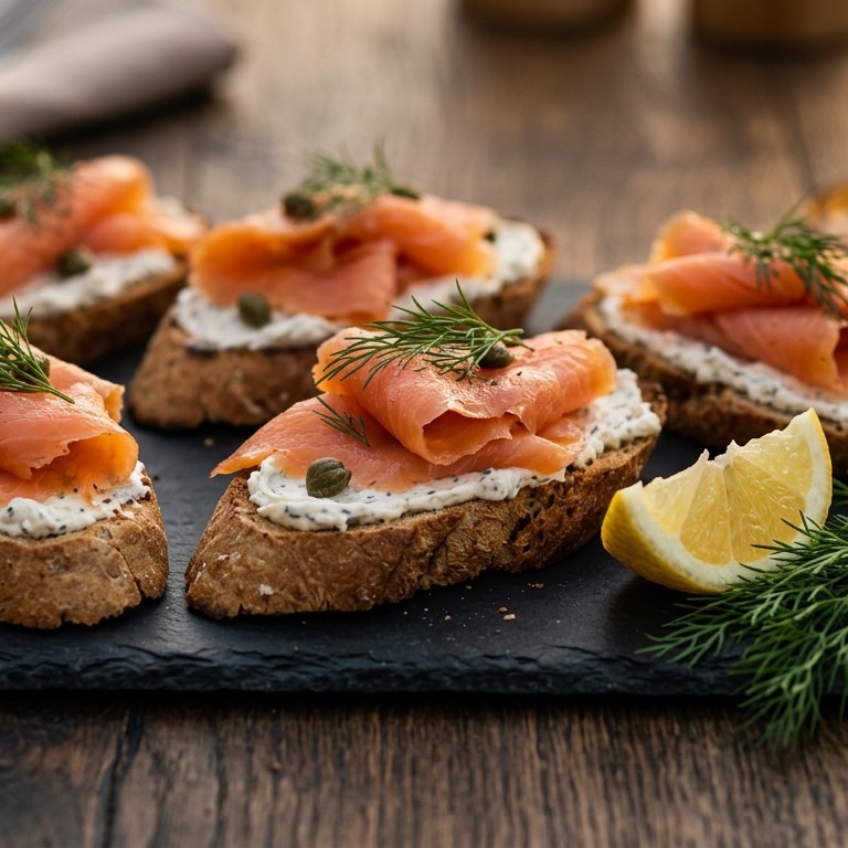 Zalmtoastjes met mierikswortel