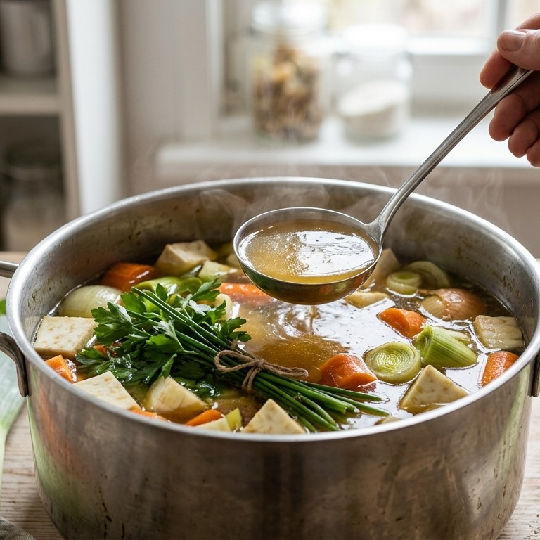 Zelfgemaakte groentebouillon