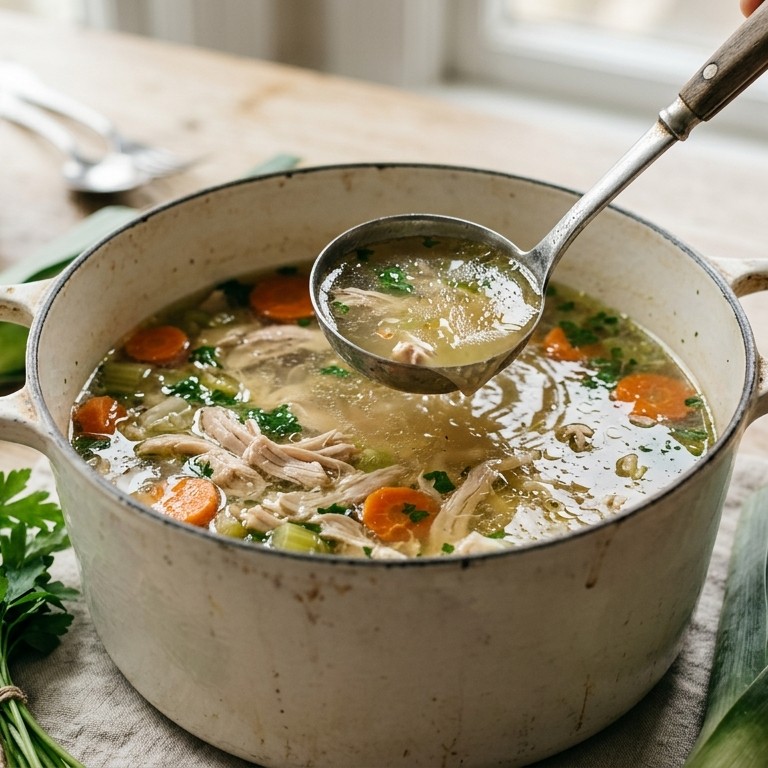 Zelfgemaakte kippenbouillon