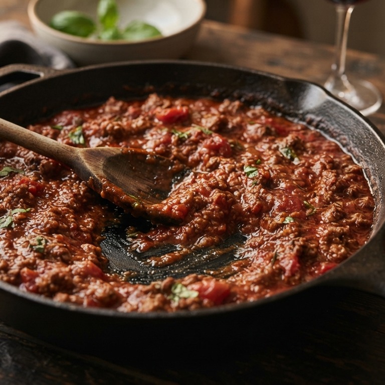 Zelfgemaakte pastasaus met rode wijn