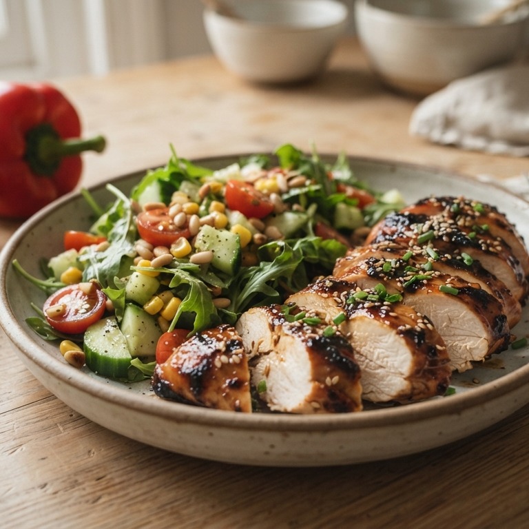 Zoete kip met frisse salade