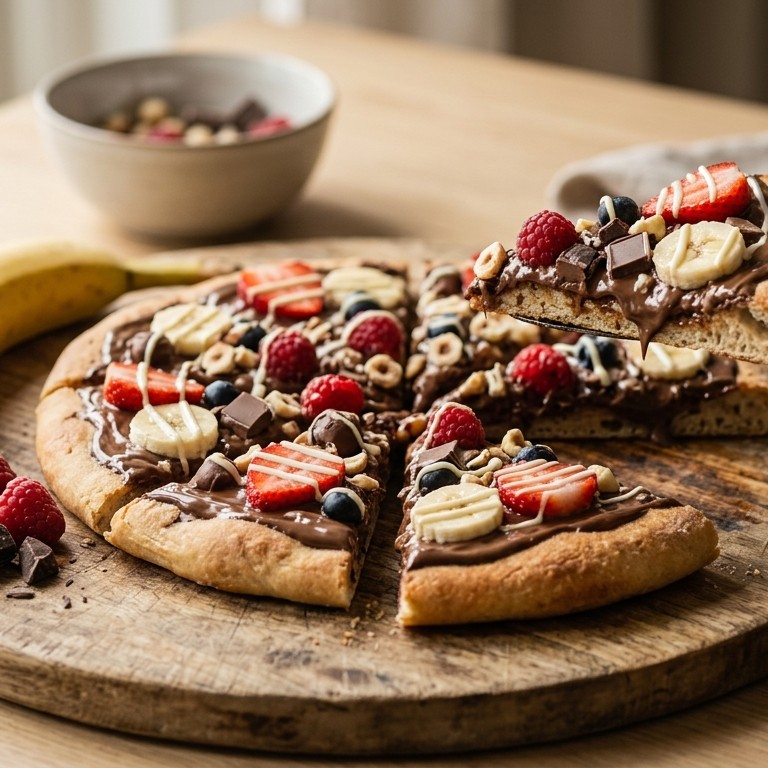 Zoete pizza met chocolade