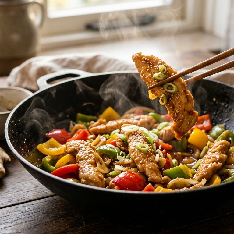 Zoetzure kipreepjes met paprika
