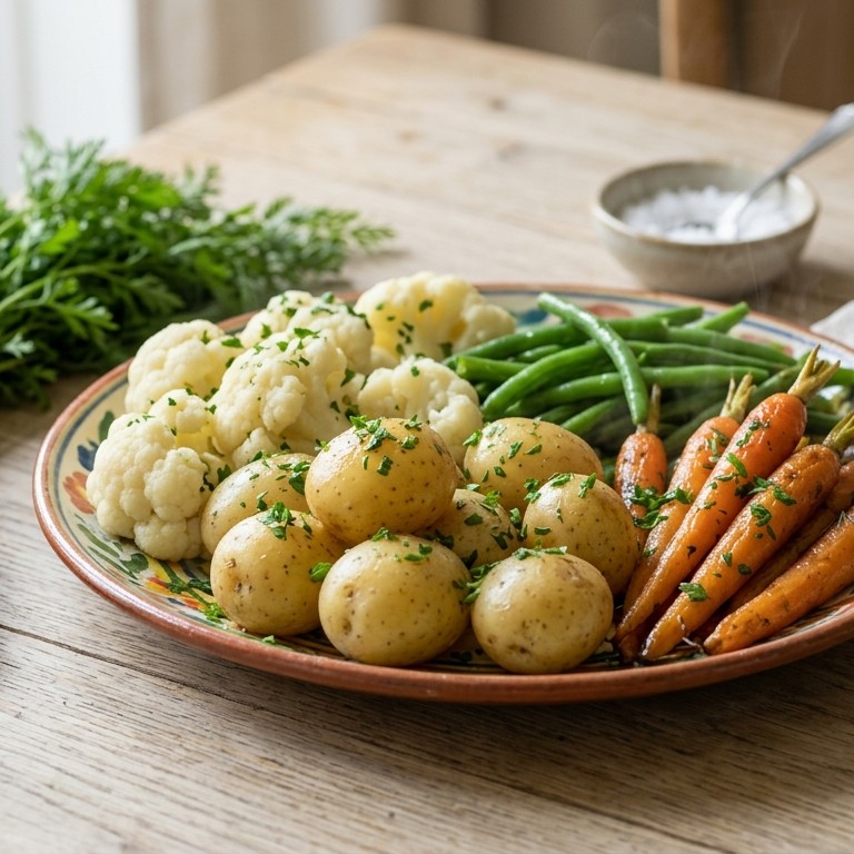 Zomergroenten met nieuwe aardappelem