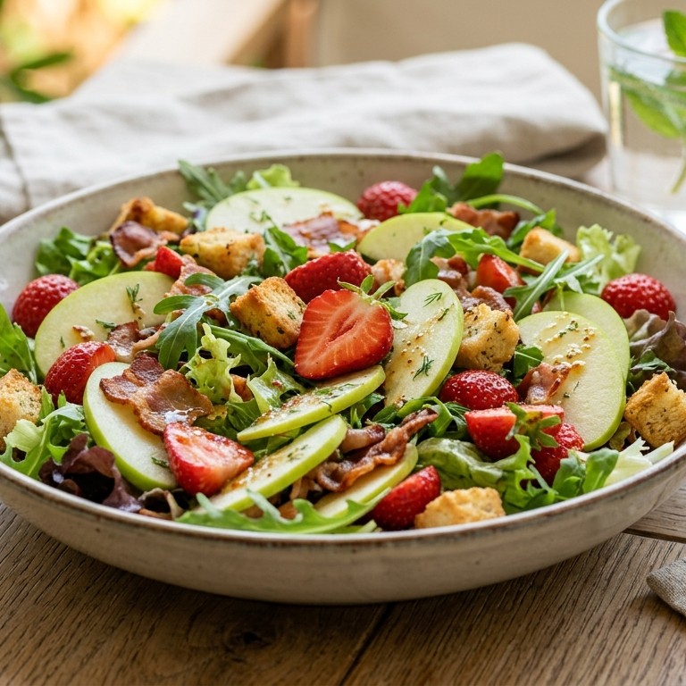 Zomerse salade met aardbeien en appel