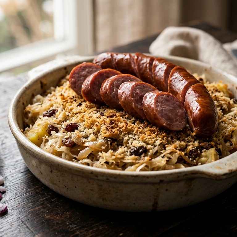 Zuurkoolschotel met rookworst
