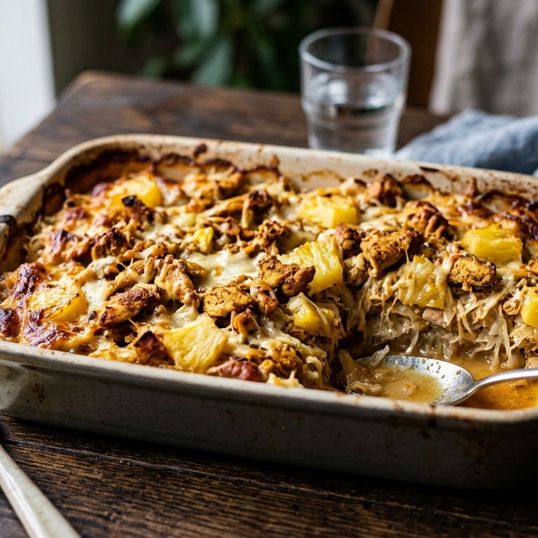 Zuurkoolschotel met shoarma en ananas